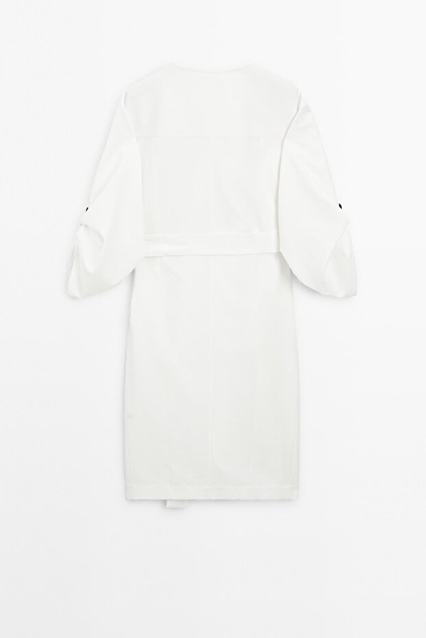 Kontrast düğmeli gömlek elbise - 8