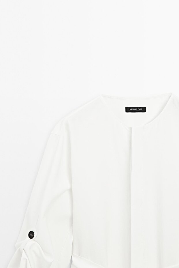 Kontrast düğmeli gömlek elbise - 6