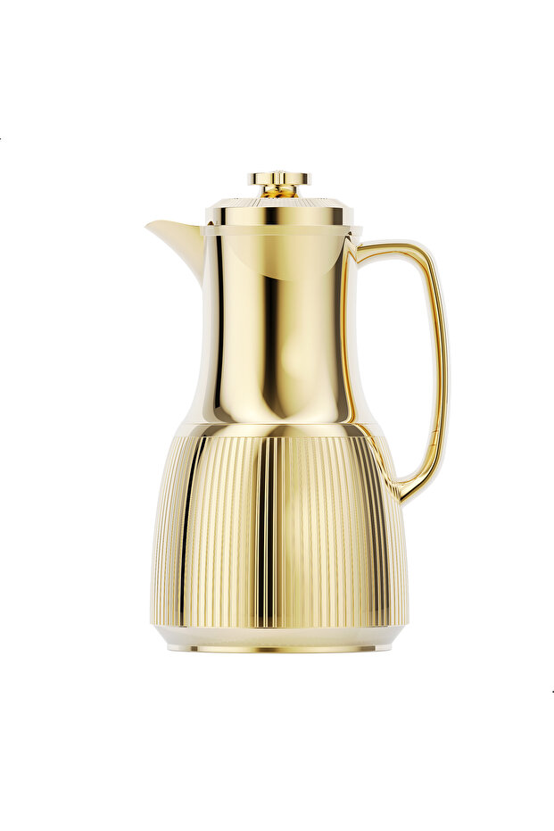 1 Liter Flask - Leakproof Button Locking Design Gold, Lightweight Durable Flask for Hot & Cold Drinks QGR10