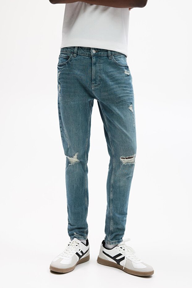 Yırtık skinny jean - 2