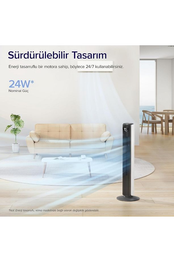 Kule Tipi Çok Sessiz 25DB Vantilatör Sıcağa Duyarlı Kumandalı - 6