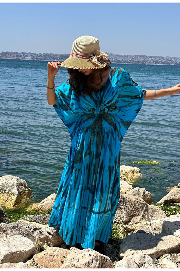 Long Poncho Ethnic Women's Dress with Patterned Wings