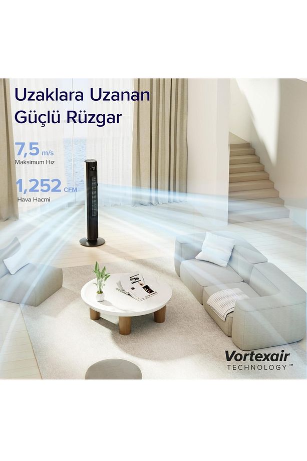 Kule Tipi Çok Sessiz 25DB Vantilatör Sıcağa Duyarlı Kumandalı - 2