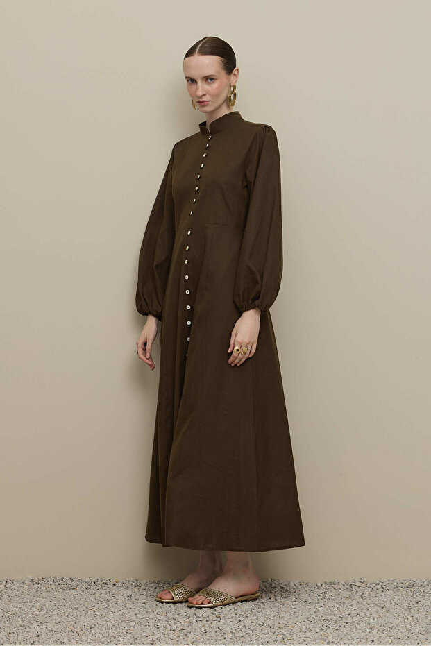 Britli Lyocell Linen Dress Brown