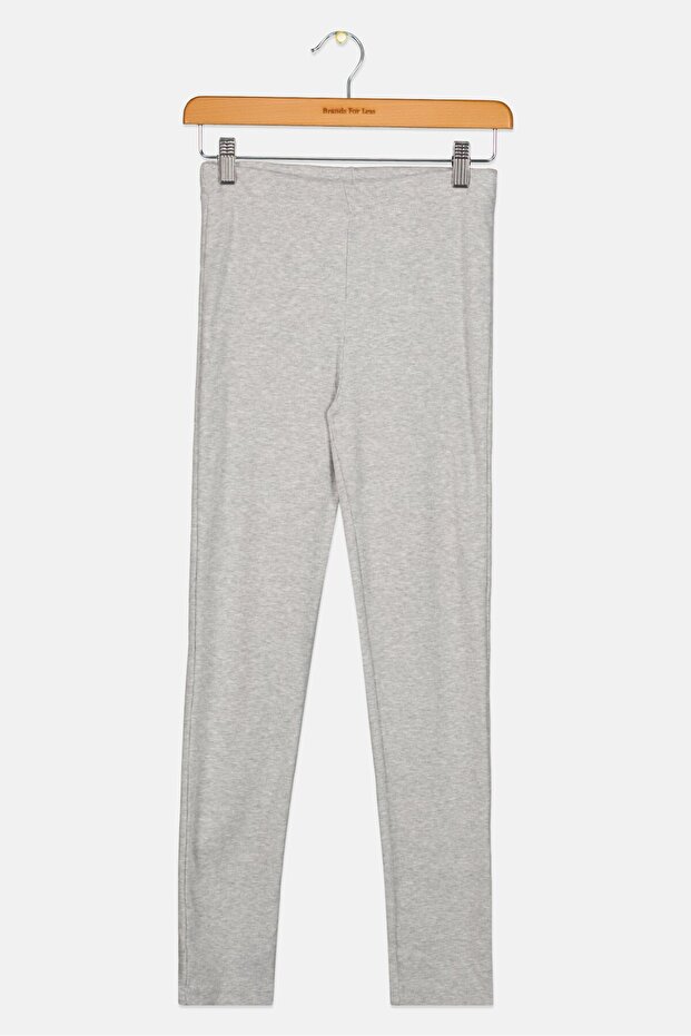 Kids Girl Ribbed Pull On Leggings, Grey