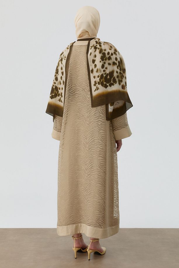 Zebra Desen Abaya - Vizon - 6