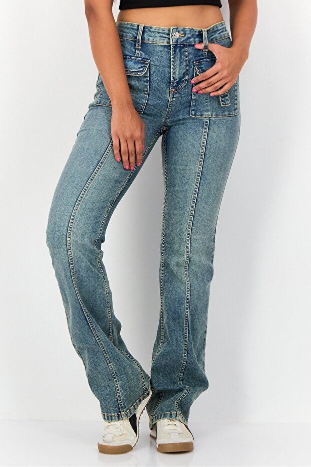 Women Bootcut Fit Washed Stretchable Jeans, Blue