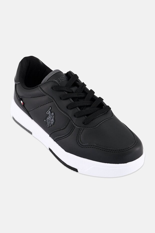 Women Brand Logo Lace Up Casual Shoes, Black