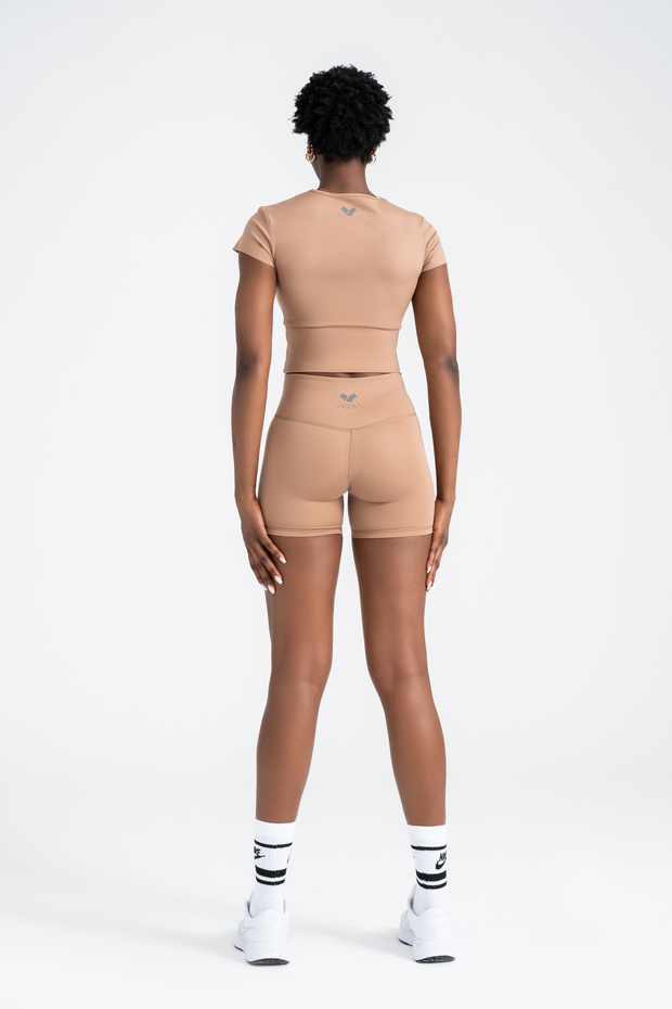 Define Push-up Cross Belt Detayli Şort Tayt Bej - 3