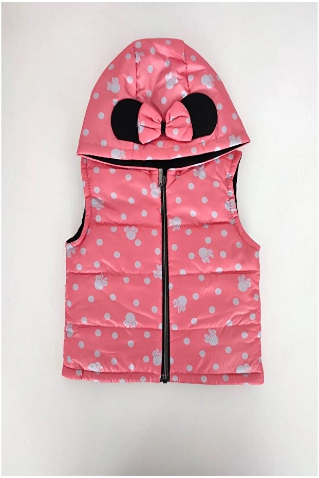 Pomegranate Flower Pattern Zipper Hoodie Children's down Vest