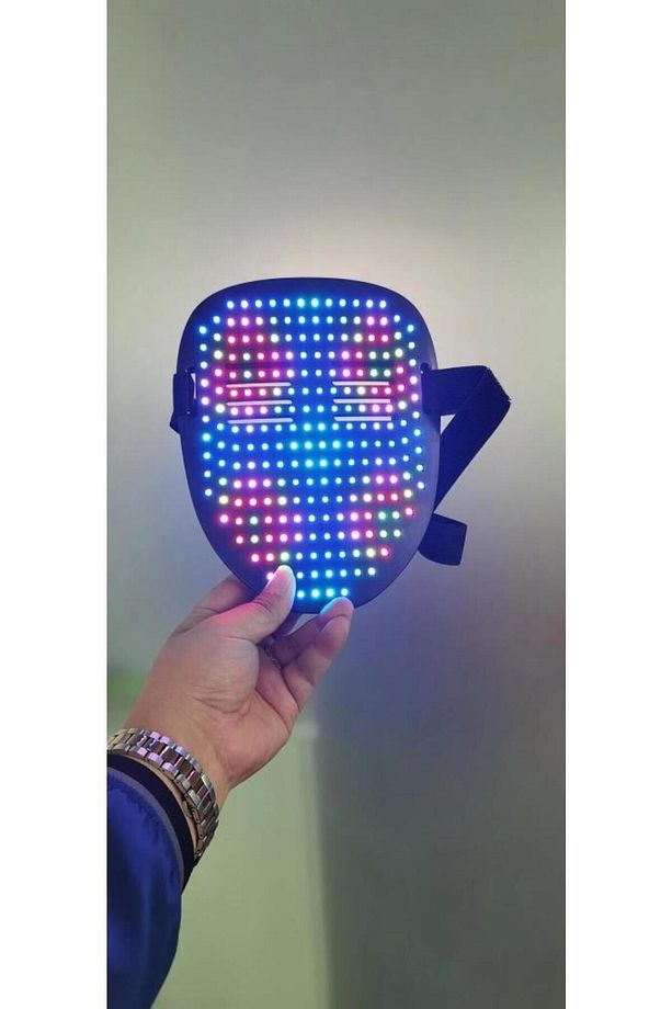 Led Maske Çok Renkli Led Işıklı Şarjlı Parti Maskesi Kablosuz Yılbaşı Düğün Eğlence - 4