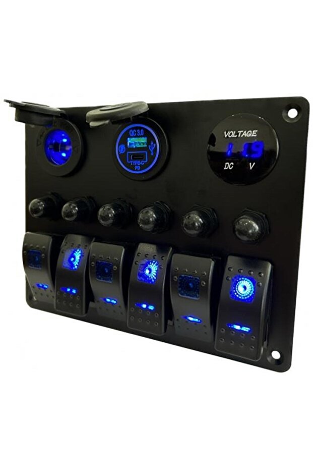 6lı Switch Panel Şarj+Usb+Voltmetre - 2