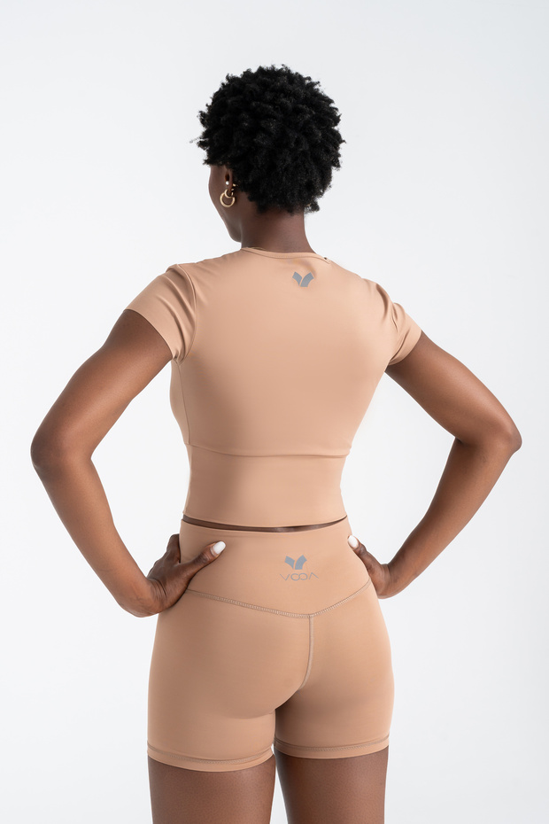 Define Push-up Cross Belt Detayli Şort Tayt Bej - 6