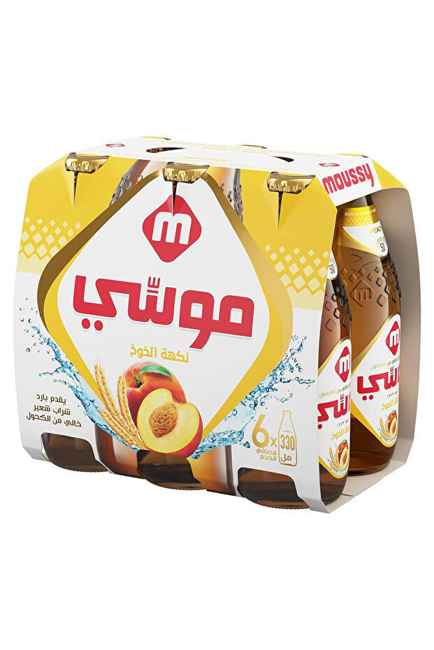مشروب الشعير بنكهة الخوخ من موسي، 330 مل × 6