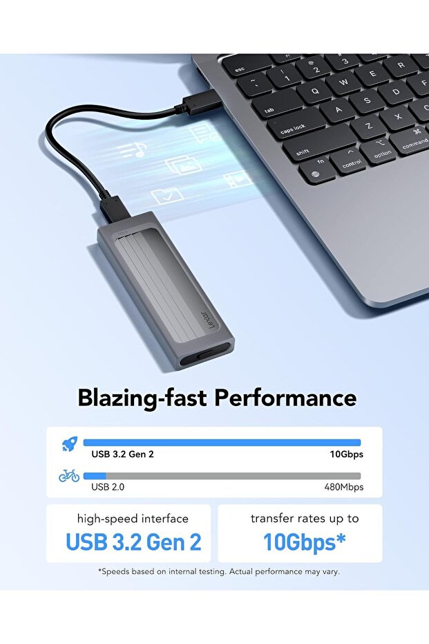 E300 M.2 NVMe SSD Muhafaza Adaptörü, USB 3.2 Gen 2 (10 Gbps), M Key/B+M Key ile Uyumlu - 6