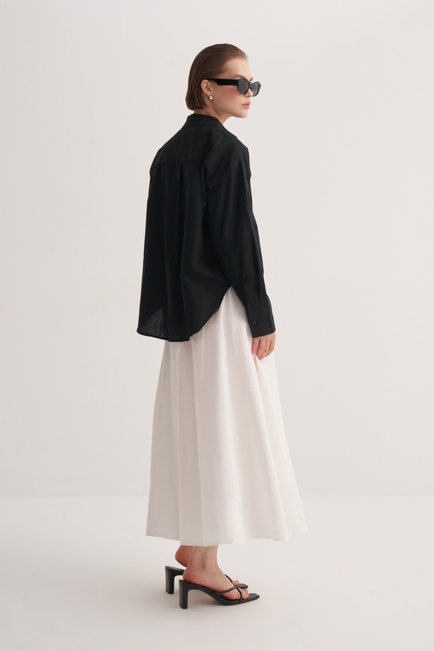 Kadın Organik Pamuklu Basic Gömlek Siyah - 4