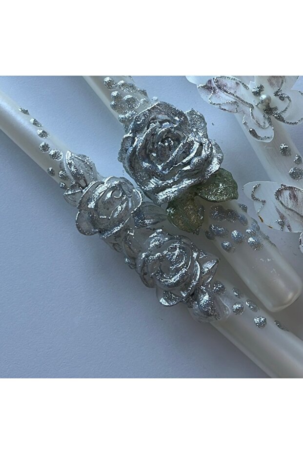 2’li Silver Bloom Serisi Mum Seti - 2