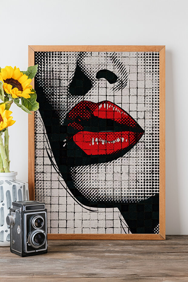 One Piece Real Raw Wooden Framed Popart Mosaic Striped Table - Model 4