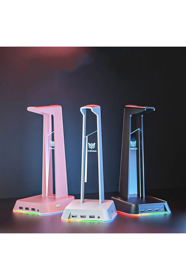 ONIKUMA ST2 Gaming Kulaklık Stand | 3x USB 2.0 Hub + 3.5 mm AUX & 2 Modlu RGB Aydınlatma - 6