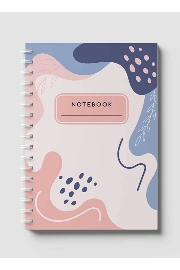 Spiral Notebook with Front and Back Hard Covers Featuring Aesthetic Floral Design