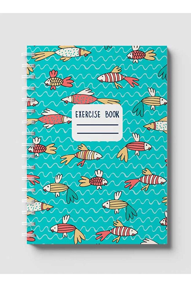 دفتر ملاحظات حلزوني مع غلافين أمامي وخلفي صلبين بتصميم أسماك استوائية