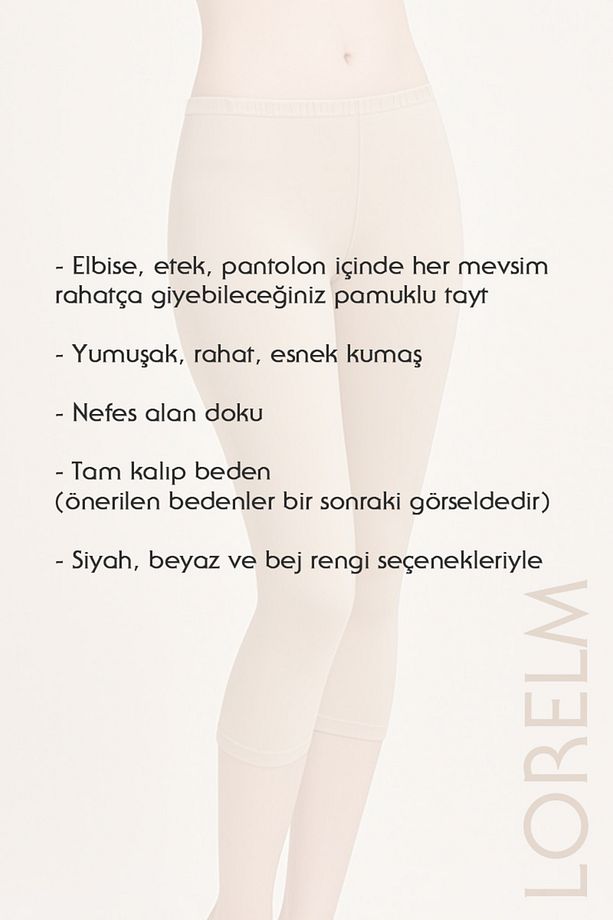 Pamuklu Dizaltı Tayt Astar İç Göstermez Penye - 2