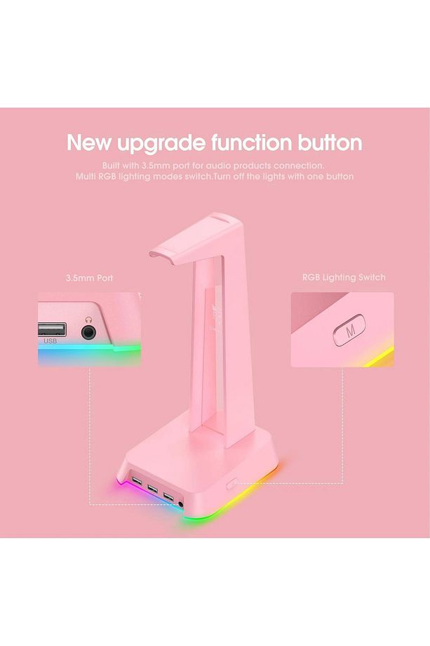 ONIKUMA ST2 Gaming Kulaklık Stand | 3x USB 2.0 Hub + 3.5 mm AUX & 2 Modlu RGB Aydınlatma - 4