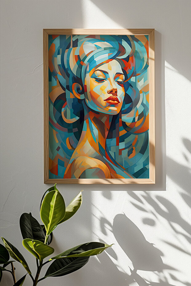 One Piece Real Raw Wooden Framed Mosaic Themed Painting - Model 18
