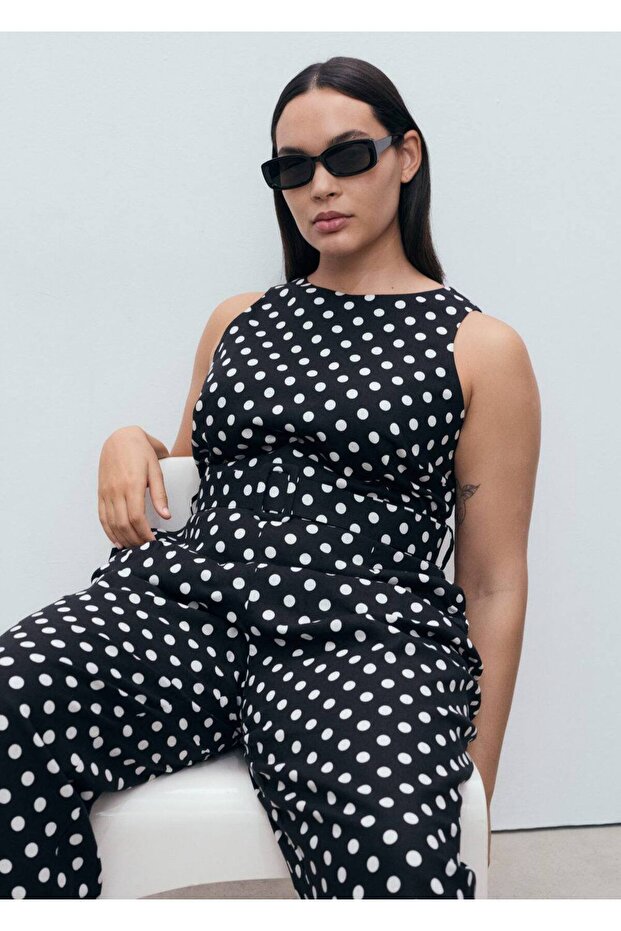 Puantiyeli kemerli tulum - 6