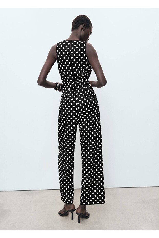 Puantiyeli kemerli tulum - 4