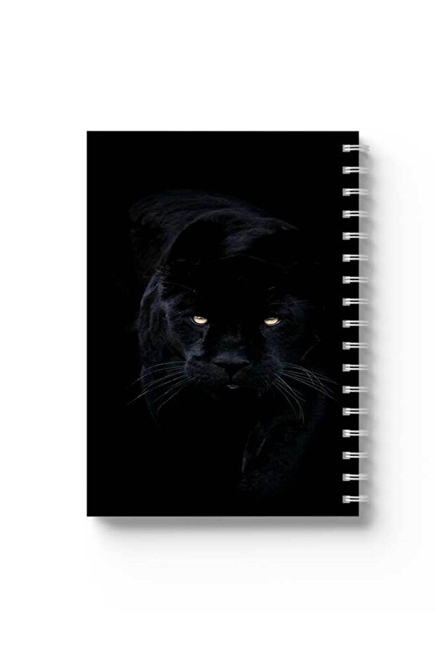 Spiral Notebook with Front and Back Hard Covers Featuring Black Panther Design