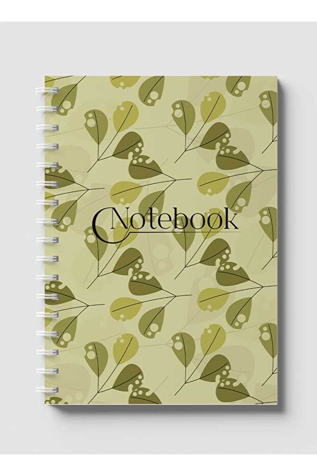 Spiral Notebook with Front and Back Hard Covers Featuring Classical Theme Leaf Design - 1