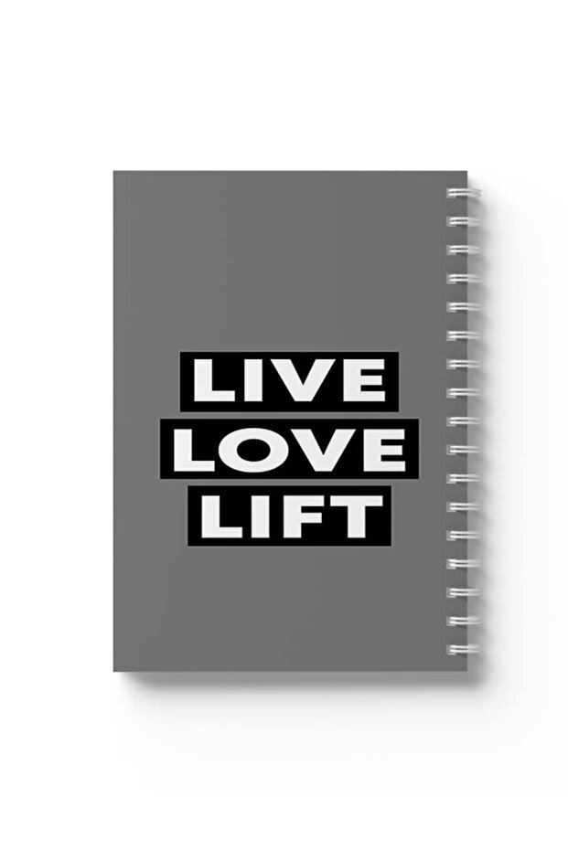 دفتر ملاحظات حلزوني مع غلافين أمامي وخلفي صلبين بتصميم Live Love Lift