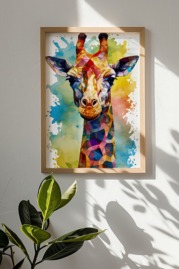 One Piece Real Raw Wooden Framed Mosaic Themed Painting - Model 27