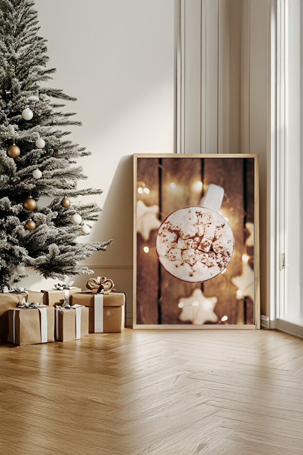 One Piece Real Raw Wooden Framed New Year Themed Painting - Model 62