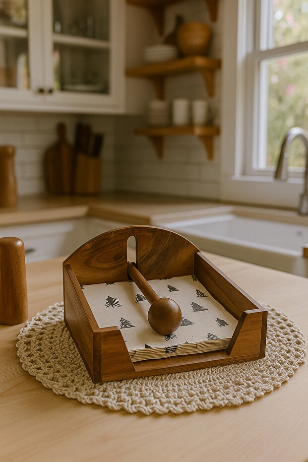 Akasya Ahşap Peçetelik - 8