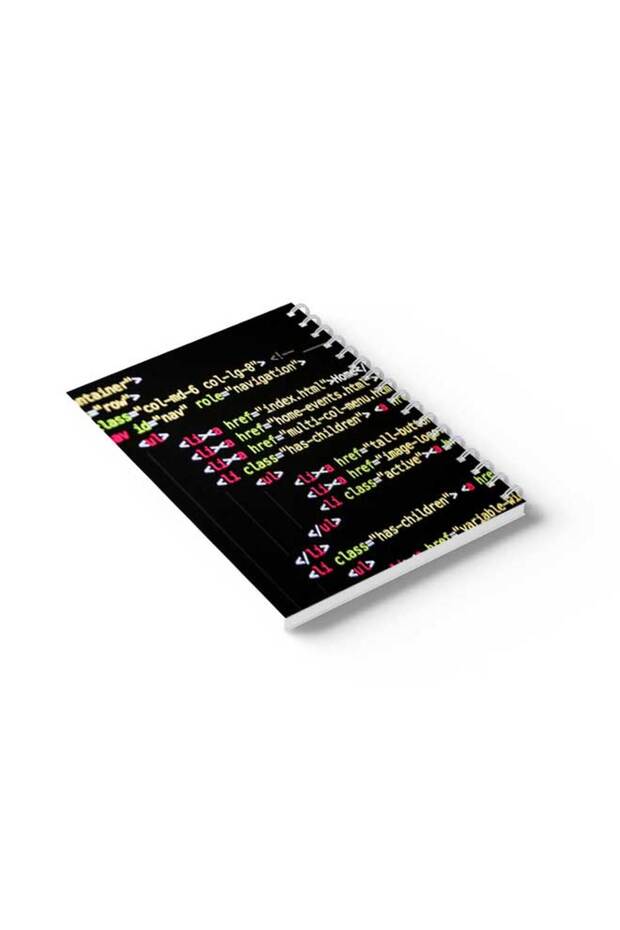دفتر ملاحظات حلزوني مع غلافين أمامي وخلفي صلبين بتصميم برمجي - 6