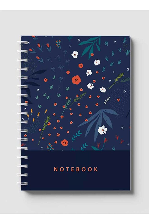 Spiral Notebook with Front and Back Hard Covers Featuring Cool Abstract & Floral Design