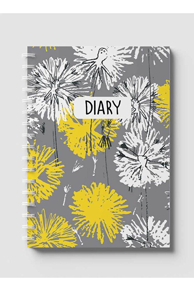 Spiral Notebook with Front and Back Hard Covers Featuring Dandelions Design