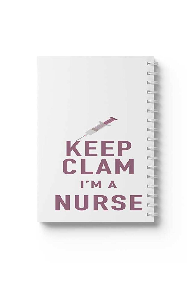 دفتر ملاحظات حلزوني مع غلافين أمامي وخلفي صلبين بتصميم Keep Calm I am A Nurse