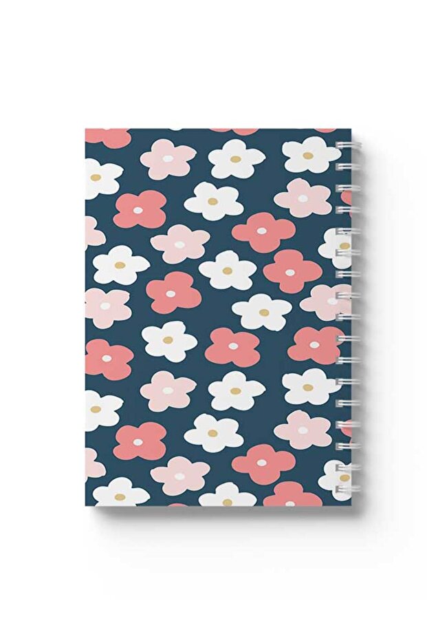 Spiral Notebook with Front and Back Hard Covers Featuring Flowers Design
