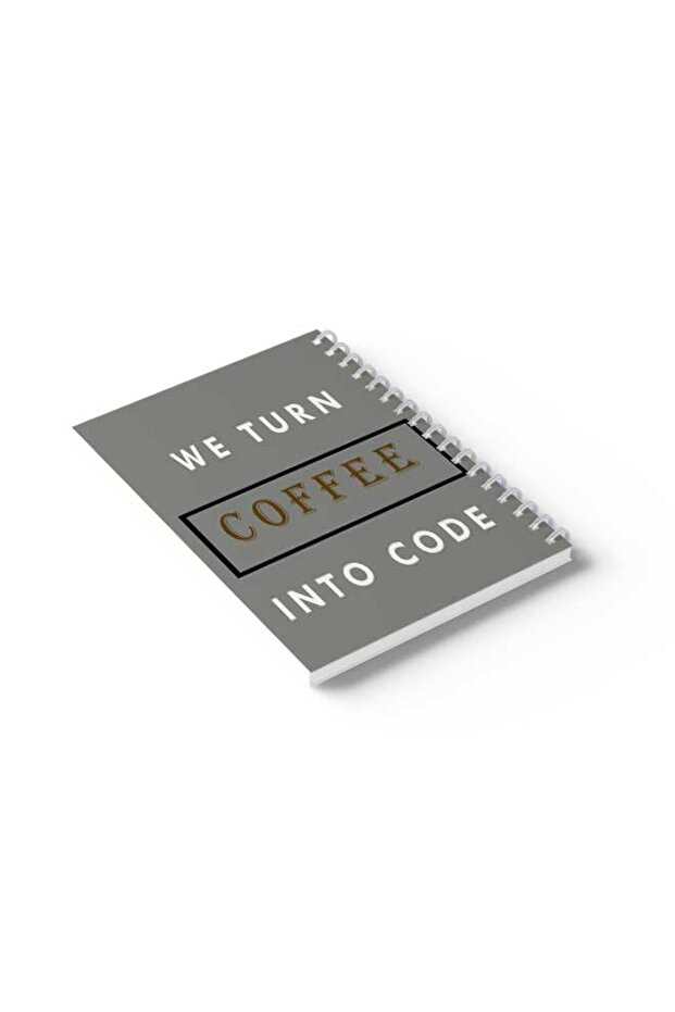 دفتر ملاحظات حلزوني مع غلافين أمامي وخلفي صلبين، يحمل شعار "نحوّل القهوة إلى تصميم برمجي" - 6