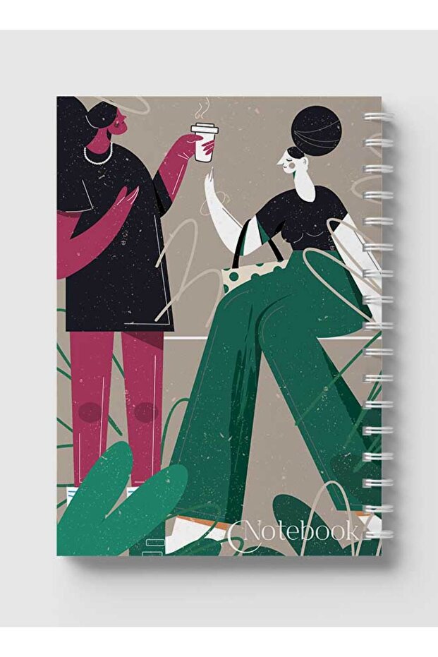 Spiral Notebook with Front and Back Hard Covers Featuring Classical Theme Having Coffee Design - 5