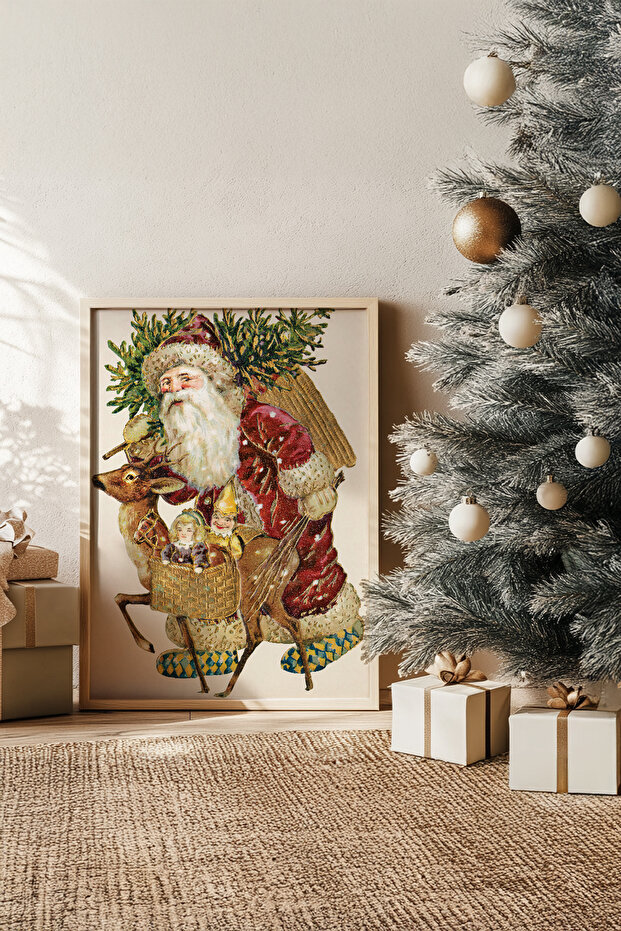 One Piece Real Raw Wooden Framed New Year Themed Painting - Model 63