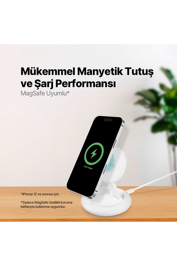 AirCharger Up M MagSafe Uyumlu Kablosuz Şarj Standı iPhone 12/13/14/15/16/MAX UYUMLU - 1