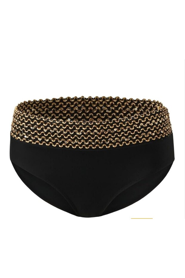 Women's Black Full Waist Bikini Bottom
