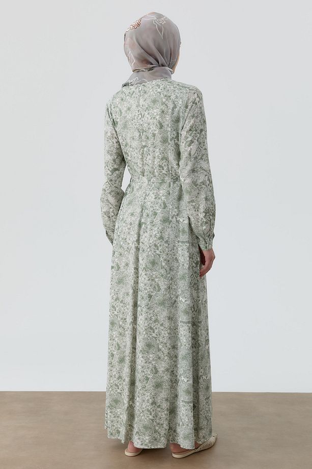 Multi Çiçek Desenli Elbise - Mint - 7