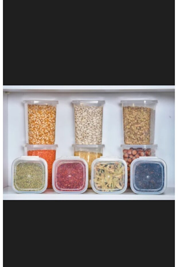 6'lı Set erzak kabı Uzun Dikdörtgen Saklama Kabı 1,15 Lt - 4