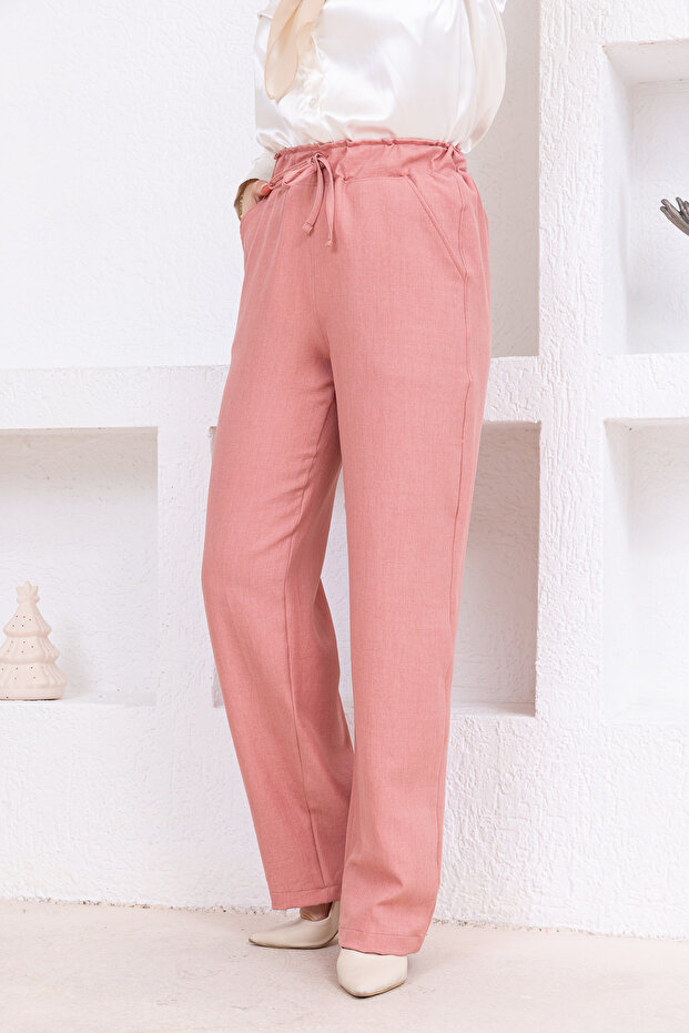 Linen pants with elastic waist and pockets - 7