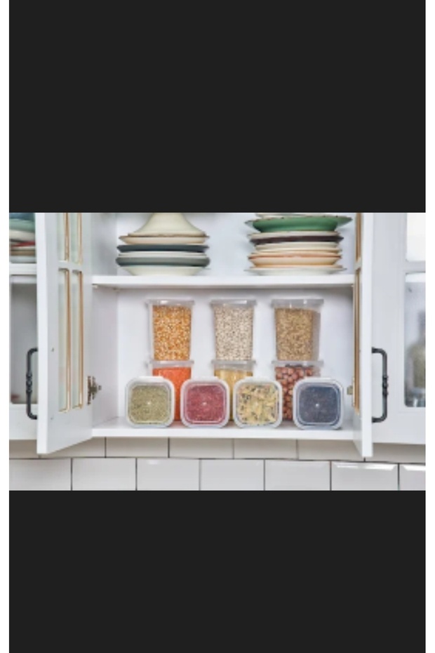 6'lı Set erzak kabı Uzun Dikdörtgen Saklama Kabı 1,15 Lt - 3